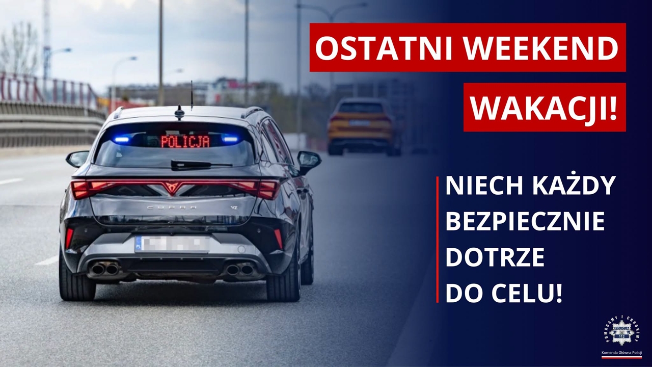 Ostatni weekend wakacji. Policja zapowiada wzmożone kontrole na drogach